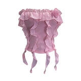 Shooting Pure Wind Lotus Leaf Side With A Word Shoulder Bra Small Vest Short Three-Dimensional Flowers Sleeveless Top
