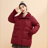 Maillard Down Cotton Jacket Female Winter 2024 New Loose Lamb Wool Collar Cotton-Padded Jacket And Thick Coat-Outfit