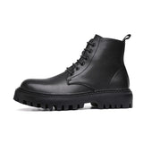 Zingj Winter New Thick Bottom Add Velvet 6 Hole British Wind Trend Martin Boots Warm Plus Fur Men's Ankle Boots