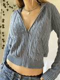 Hooded Cable Knit Cardigan- Outfit