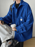 Men's Corduroy Loose Button-Down Shirt- Outfit