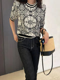 Cropped Pullovers For Women Beading Summer Korean Jumper O-neck Casual Knitted Sweater Tops Pull Femme Sueter