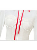 Black Chiffon Shirt Long Sleeve Tops Fashion Sexy Underbust Corset Women Bustier Tube Patchwork Fishbone Crop Tops 2023