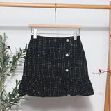 New Autumn And Winter Lattice Coarse Flowers Of The Half-Body Skirt High Waist A Word-Bow Irregular Fishtail Skirt