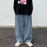 Women Blue Vintage Streetwear Baggy Loose Jeans High Waisted Straight Wide Leg Pants Men Denim Trousers Grunge Alt