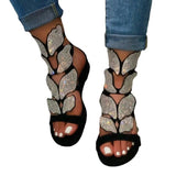 Zingj Drill Flat Bottom Clasp Large Size Women's Sandals At