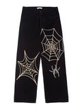 Denim Trousers Baggy Oversize Y2k Women Jeans Spider Print Spring Fashion Low Waist Streetwear E Girl Print Casual