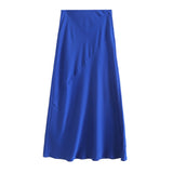 And Winter New Slim Version Satin Long Solid Color Half