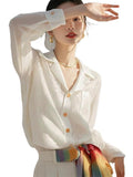 Temperament White Shirt Long-Sleeved Spring And Autumn New Unique Fashion Beautiful Shirt Early Autumn Women's Chiffon