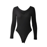 Solid Knitted Bodysuits Body Tops Bodycon Sexy Off Shoulder Long Sleeve Slim Skinny Leotard Jumpsuit Lady Stretch