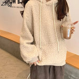 Hat Hoodies Women Lovely Thicker Winter Soft College Girls Sweatshirts Popular Ulzzang Front Pocket Sweet Womens Hoodie