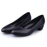 Zingj Shoes Female Flat Professional Shallow Round Heels Low Heel Black Shoes Large Size Code Sheet- Outfit