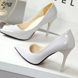 New Fashion High Heels Women Pumps Thin Heel Classic White Red Nede Beige Sexy Prom Wedding Shoes Blue Red