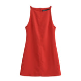 French Dress 2024 New Straight Collar Sleeveless Slimming Hip Skirt