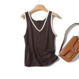 Spring Leisure Basic Color V-Collar Rib
