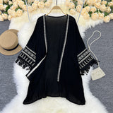 Zingj Style Embroidery Sun-Protected Shirt On The Beach With A Loose Coat Bohemian Tassel Cardigan Elegant Super Fairy