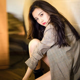 Kong Style Retro Plaid Suit Jacket Women's Korean Version 2023 Winter And Autumn New Chic Online Celebrity Leisure Suit