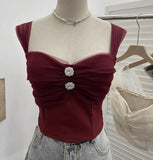 Shooting Net Red Pure Lust Folding Net Yarn Splicing Sling Sling Vest Bratie Short Sleeveless Top