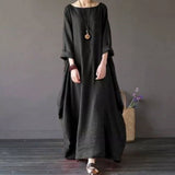 Women Long Maxi Dresses Plus Size White Red Large Loose Cotton Linen Dress Summer New Straight Vestodis Female