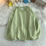 Korean New Women Basic O Neck Sweatshirt Spring Oversized Solid 12 Colors Hoodies 2022 Girls Casual Harajuku