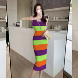 Zingj French Romantic First Love Hit Color Knitted Dress Female Xia Chun Desire Hot Girl Style Advanced Feeling Length