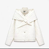 Women's Clothing 2025 New Korean Version Of Susture Loose Removable Scarf Cotton Jacket
