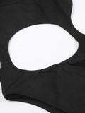 Sleeveless Cutout Black Bodysuit-Outfit