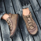 Zingj New Velvet Men's Shoes, High-Top Outdoor Men's Casual Shoes, Large Size Fine Belt Leather Shoes, Handmade Father