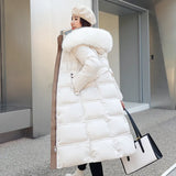 Cotton Dress Female Long Over-Knee Big Collar Cotton-Padded Clothes 2024 Winter New Korean Version Of The Thick Loose Large Size Coat-Outfit
