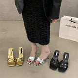 Zingj Summer 2024 Niche Premium Sandals With One-Line Sequined High-Heeled Sandals For Women's