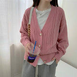 Zingj And Winter New Cashmere V-Collar Twist Sweater Women's Korean Version Lazy Cardigan
