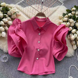 Zingj Niche Design Sense Flounce Shirt Female Summer New Fashion Foreign Style All