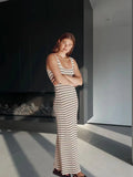 Zingj Vest New Style Bump Color Beach Vacation Sexy Knit Striped
