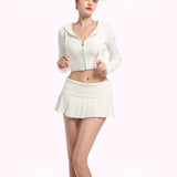 Suit Striped Knitted Vest Blouse High Waist-Colly Half-Dress Two-Piece