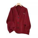 Sweater Coat Female Spring And Autumn Large Size Fat Mm Thin V-Necked Knitted Sweater Advanced Sense College Style Blouse