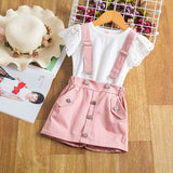 Elegant Suit Kids Girls Baby Clothes Sets Short Sleeve T-Shirt+Skirt Pattern Funny Cool Casual Birthday Party Size