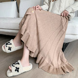 Zingj Autumnal And Winter Korean Version Of A Skinny A-Shaped Skirt With A Single-Breasted And Agaric