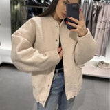 Autumn And Winter New Women's Casual Multi-Color Loose Wool Jacket Dark Buckle Collar