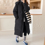 Long Down Cotton Clothes Female New Korean Version Loose Over The Knee Thick Warm Cotton-Padded Clothes Cotton-Padded Jacket Winter Coat Bread Clothes-Outfit