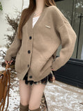 Zingj And Winter Design Sense Niche Languid Lazy Wind Cardigan Sweater Coat Female Retro Long-Sleeved Sweater Jacket