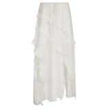 Summer New Ins Holiday Style Gently Forked Lotus Leaf Edge Elegant Fashion Hot Girl Half