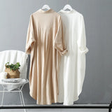 White Shirt Women Wear 2025 Spring And Autumn New Loose Leisure Tops In The Long