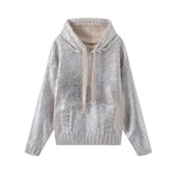 New Metal Color Hooded Hooded Knitted Sweater