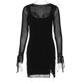 Zingj Women's Wear 2024 Summer New Fashion Temperament Long Sleeve Sexy Mesh Splicing