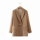 New Pure Color Double-Breasted Loose Casual Suit Jacket In