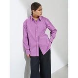 Zingj Striped Shirt 2024 New Fashion Versatile Loose Polo Striped