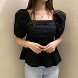 Korean 2023 New Shoulder Bubble Sleeve Short-Sleeved