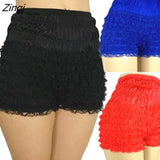 Women Ladies Solid Lace Frilly Ruffle Knicker Underwear Short Pants Safety