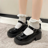 Zingj Head Small Leather Shoes Female British Wind 2023 New Spring Jk Uniform Thick Platform Korean Version Lady Mary Jane Shoes-Outfit