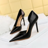 Zingj Retro Sexy Nightclub Show Thin High Heels Women's Shoes Ultra High Heel Shallow Mouth Pointed Head Side Hollow Out Single